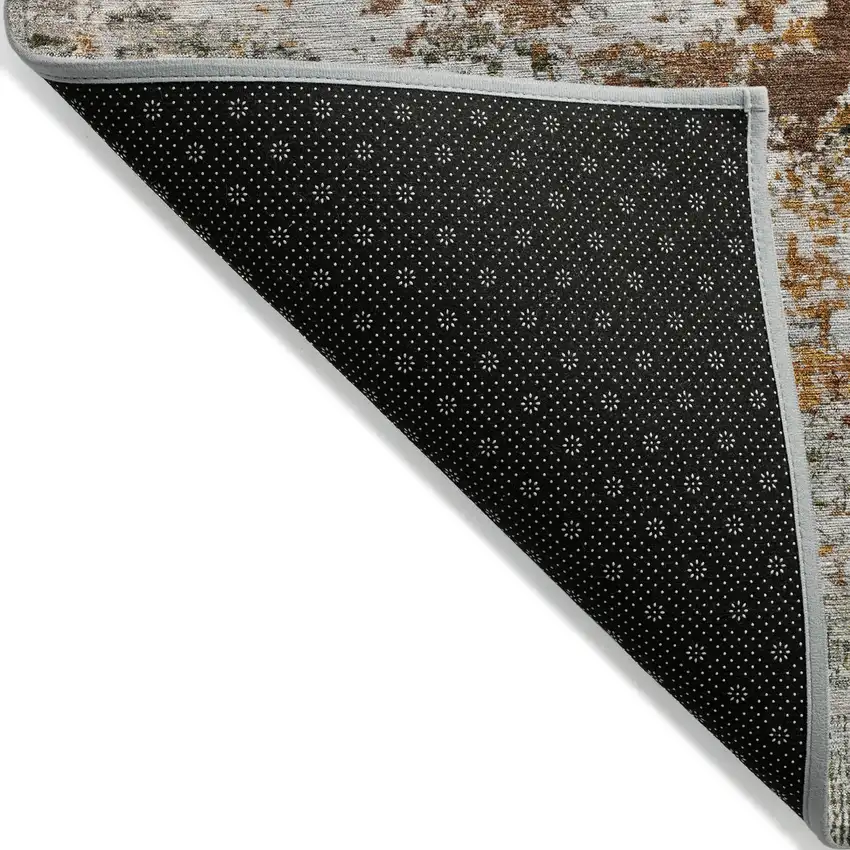 Terra Cotta Gray And Ivory Abstract Washable Indoor Outdoor Area Rug Photo 8