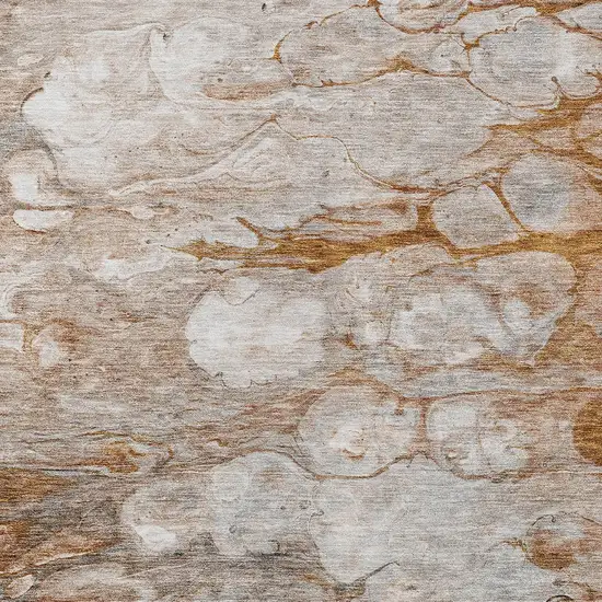 Terra Cotta Gray And Silver Abstract Washable Indoor Outdoor Area Rug Photo 5