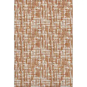 Photo of Terra Cotta Ivory And Beige Abstract Geometric Washable Area Rug With UV Protection
