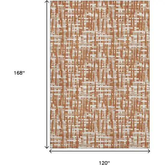 Terra Cotta Ivory And Beige Abstract Geometric Washable Area Rug With UV Protection Photo 8