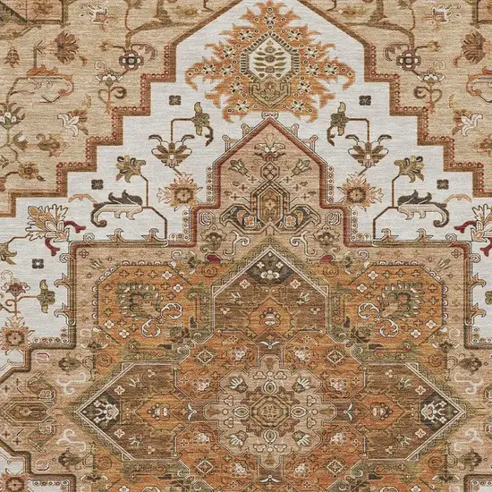 Terra Cotta Ivory And Beige Oriental Washable Area Rug With UV Protection Photo 2