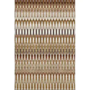 Photo of Terra Cotta Ivory And Beige Southwestern Washable Area Rug With UV Protection
