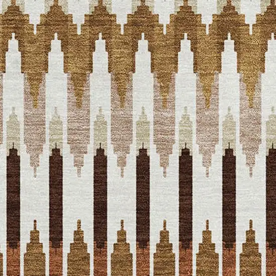 Terra Cotta Ivory And Beige Southwestern Washable Area Rug With UV Protection Photo 3