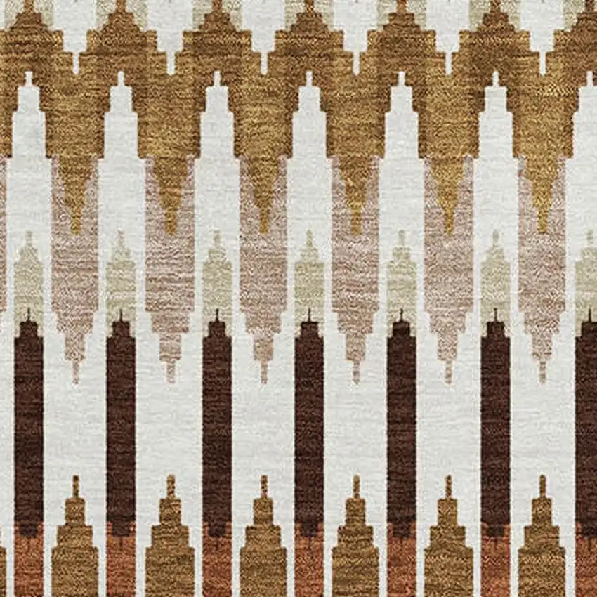 Terra Cotta Ivory And Beige Southwestern Washable Area Rug With UV Protection Photo 3