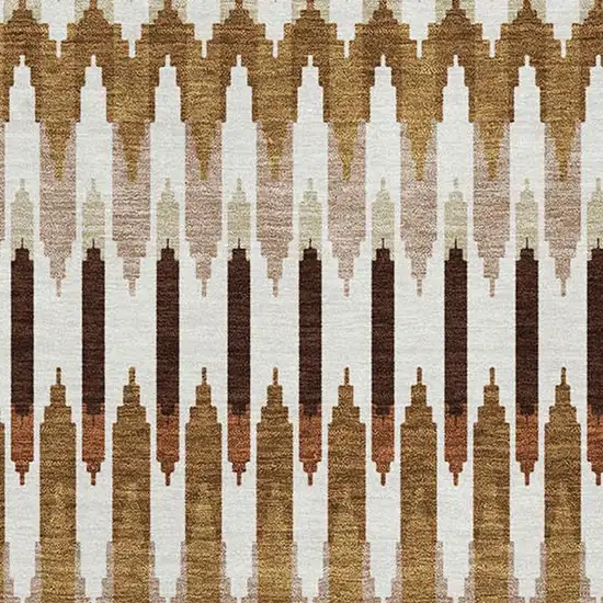 Terra Cotta Ivory And Beige Southwestern Washable Area Rug With UV Protection Photo 4