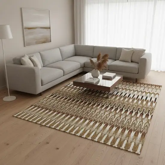 Terra Cotta Ivory And Beige Southwestern Washable Area Rug With UV Protection Photo 2