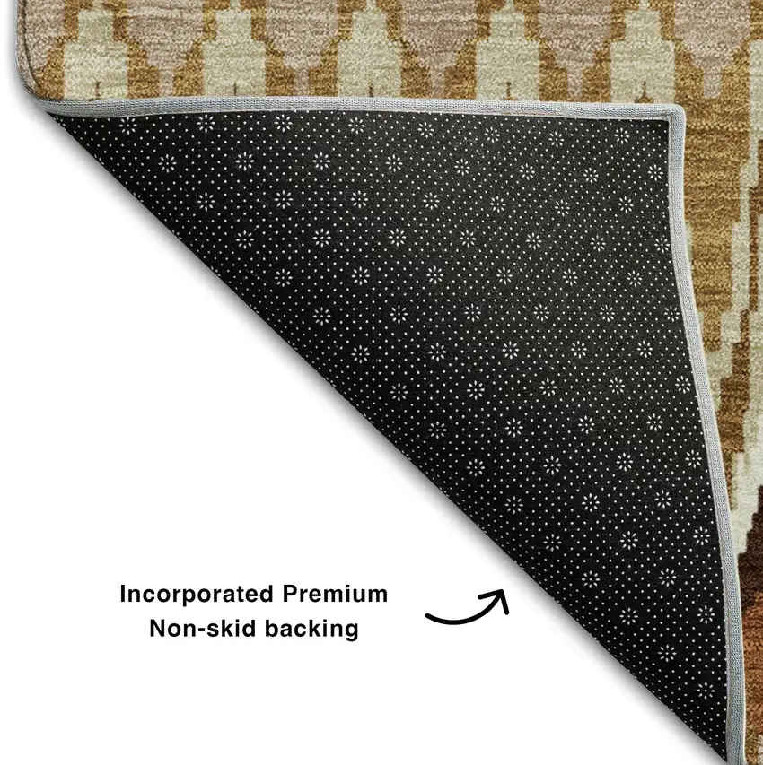 Terra Cotta Ivory And Beige Southwestern Washable Area Rug With UV Protection Photo 7