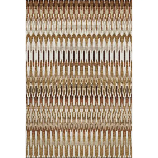 Terra Cotta Ivory And Beige Southwestern Washable Area Rug With UV Protection Photo 1