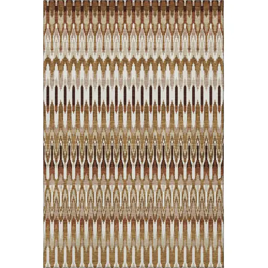 Terra Cotta Ivory And Beige Southwestern Washable Area Rug With UV Protection Photo 4
