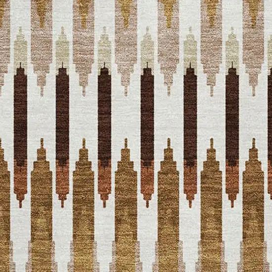 Terra Cotta Ivory And Beige Southwestern Washable Area Rug With UV Protection Photo 3