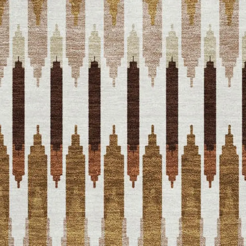 Terra Cotta Ivory And Beige Southwestern Washable Area Rug With UV Protection Photo 3