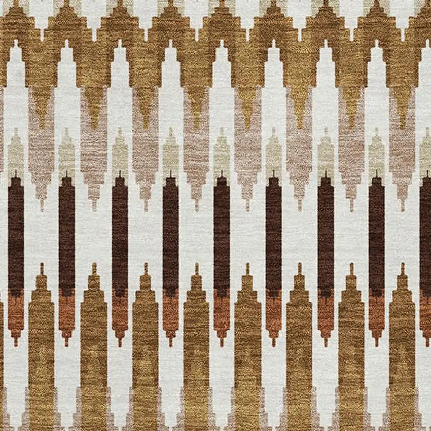 Terra Cotta Ivory And Beige Southwestern Washable Area Rug With UV Protection Photo 4