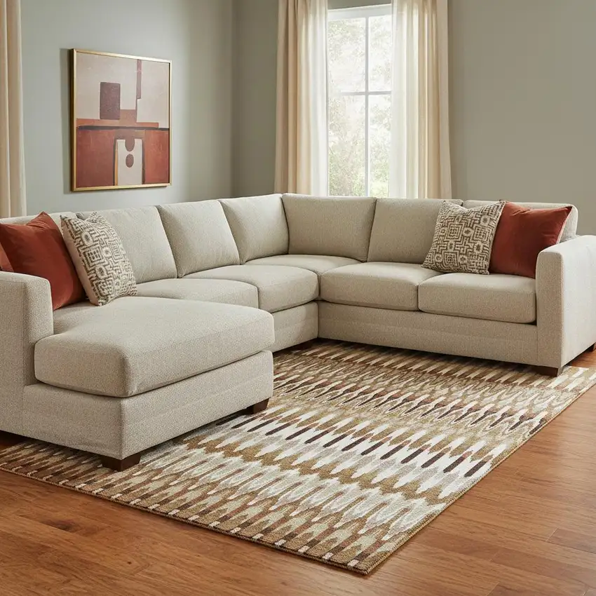 Terra Cotta Ivory And Beige Southwestern Washable Area Rug With UV Protection Photo 1