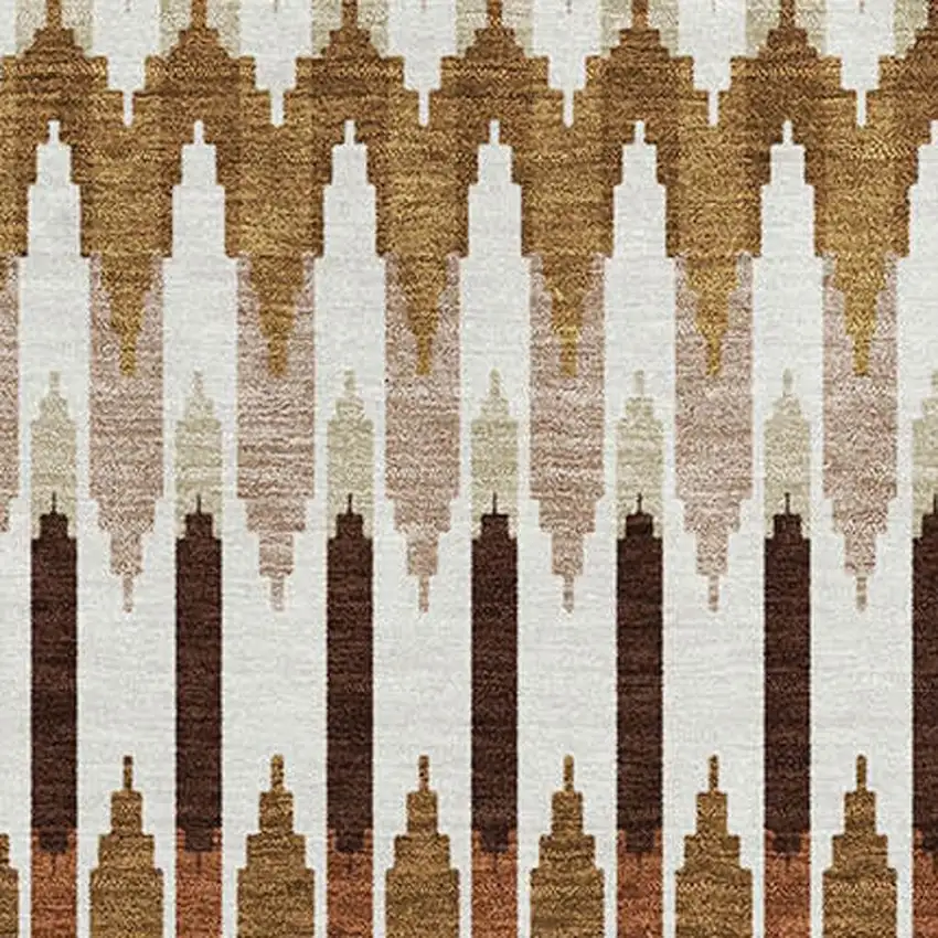 Terra Cotta Ivory And Beige Southwestern Washable Area Rug With UV Protection Photo 3