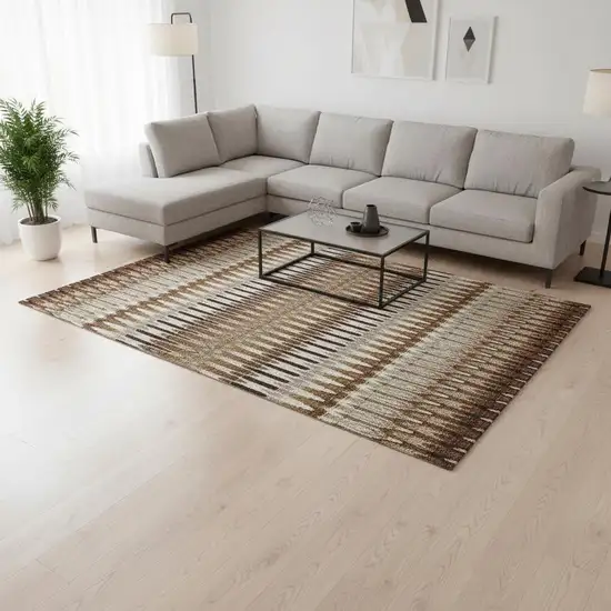 Terra Cotta Ivory And Beige Southwestern Washable Area Rug With UV Protection Photo 2