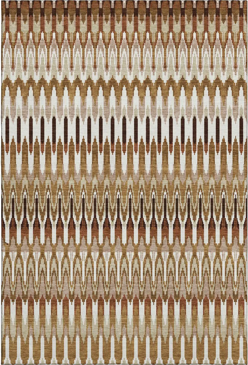 Terra Cotta Ivory And Beige Southwestern Washable Area Rug With UV Protection Photo 1