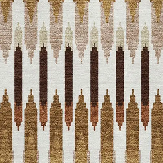 Terra Cotta Ivory And Beige Southwestern Washable Area Rug With UV Protection Photo 3