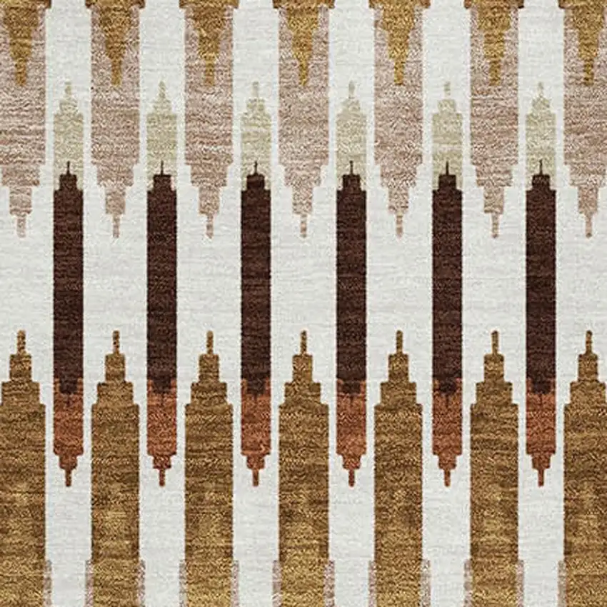 Terra Cotta Ivory And Beige Southwestern Washable Area Rug With UV Protection Photo 3