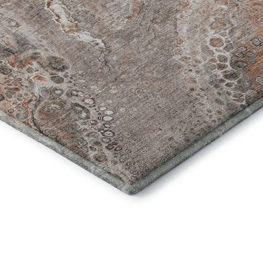 Terra Cotta Ivory And Gray Abstract Washable Area Rug With UV Protection Photo 8