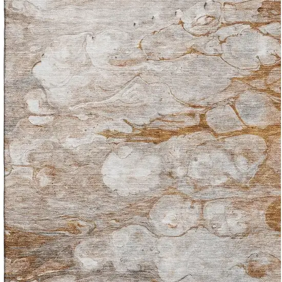 Terra Cotta Ivory And Gray Abstract Washable Area Rug With UV Protection Photo 3