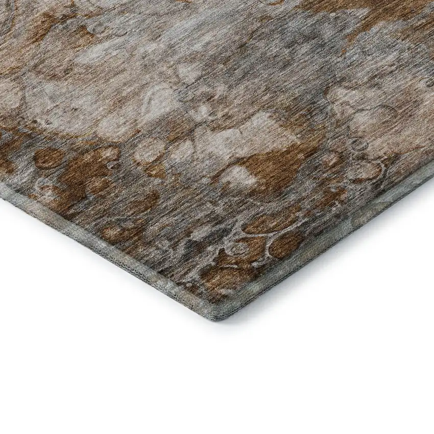 Terra Cotta Ivory And Gray Abstract Washable Area Rug With UV Protection Photo 7