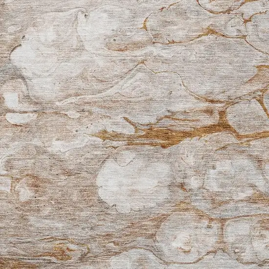 Terra Cotta Ivory And Gray Abstract Washable Area Rug With UV Protection Photo 9