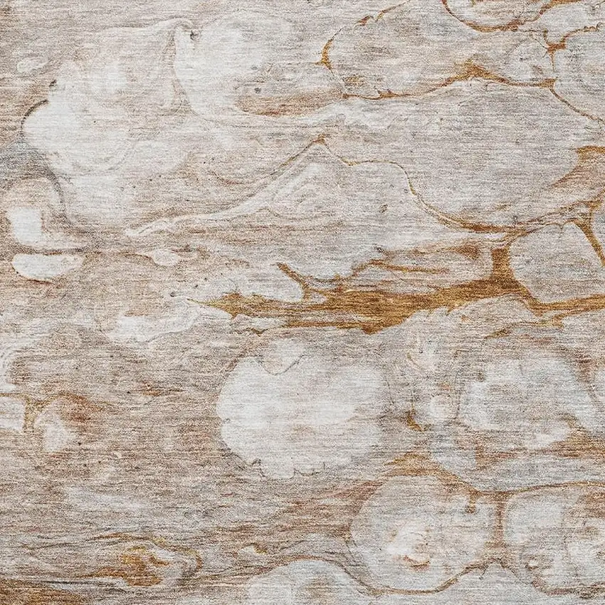 Terra Cotta Ivory And Gray Abstract Washable Area Rug With UV Protection Photo 9