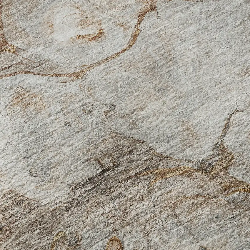 Terra Cotta Ivory And Gray Abstract Washable Area Rug With UV Protection Photo 9