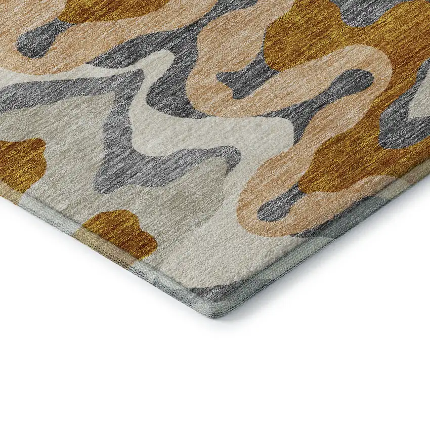 Terra Cotta Ivory And Gray Abstract Washable Area Rug With UV Protection Photo 8