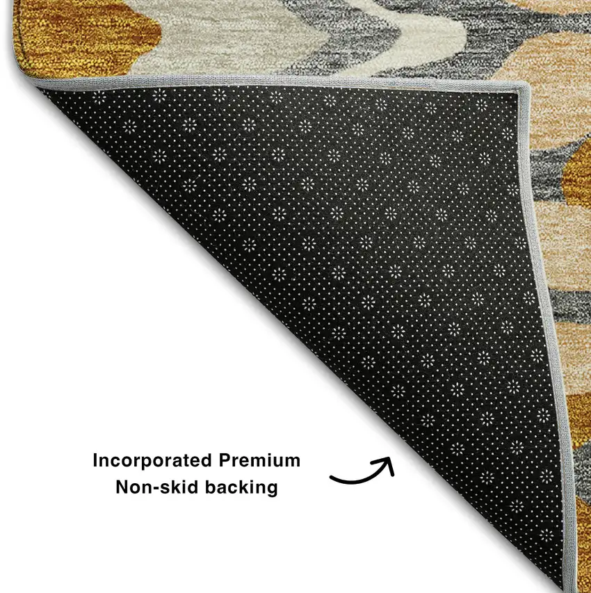 Terra Cotta Ivory And Gray Abstract Washable Area Rug With UV Protection Photo 7