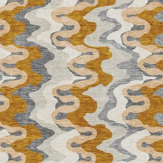 Terra Cotta Ivory And Gray Abstract Washable Area Rug With UV Protection Photo 3