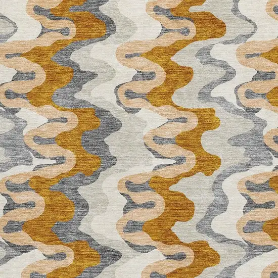 Terra Cotta Ivory And Gray Abstract Washable Area Rug With UV Protection Photo 3