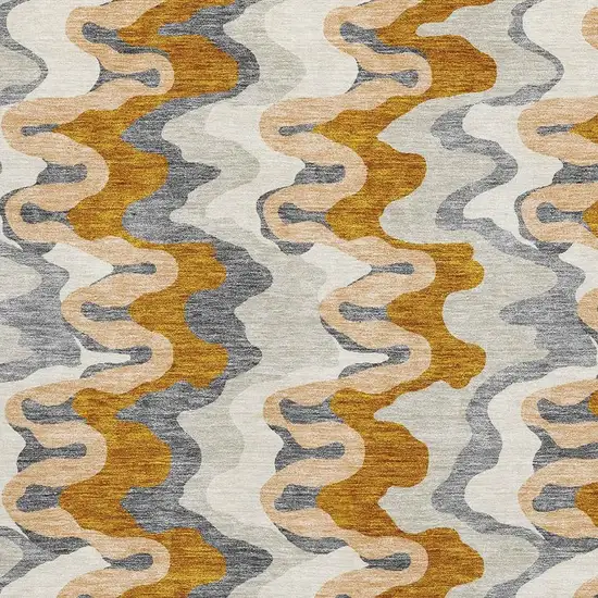 Terra Cotta Ivory And Gray Abstract Washable Area Rug With UV Protection Photo 3