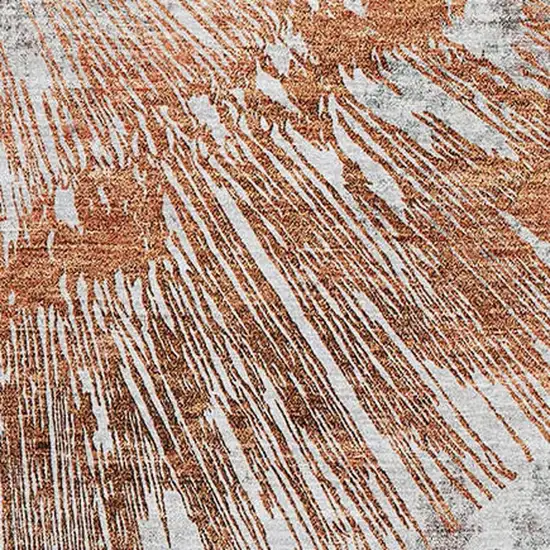 Terra Cotta Ivory And Gray Abstract Washable Area Rug With UV Protection Photo 3