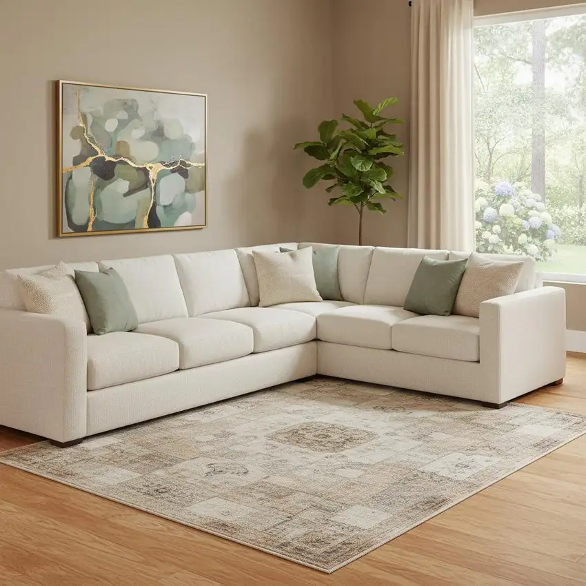 Terra Cotta Ivory And Gray Abstract Washable Area Rug With UV Protection Photo 2