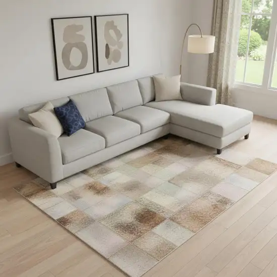 Terra Cotta Ivory And Gray Abstract Washable Area Rug With UV Protection Photo 2