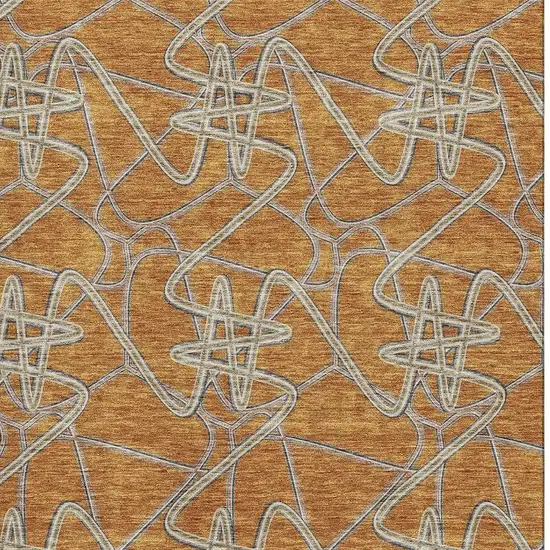 Terra Cotta Ivory And Gray Geometric Washable Area Rug With UV Protection Photo 2