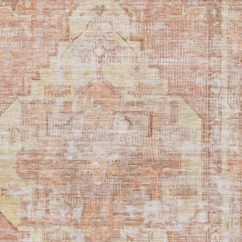 Terra Cotta Ivory And Wheat Oriental Washable Area Rug With UV Protection Photo 2