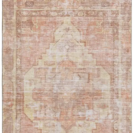 Terra Cotta Ivory And Wheat Oriental Washable Area Rug With UV Protection Photo 3