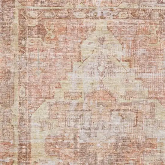 Terra Cotta Ivory And Wheat Oriental Washable Area Rug With UV Protection Photo 2