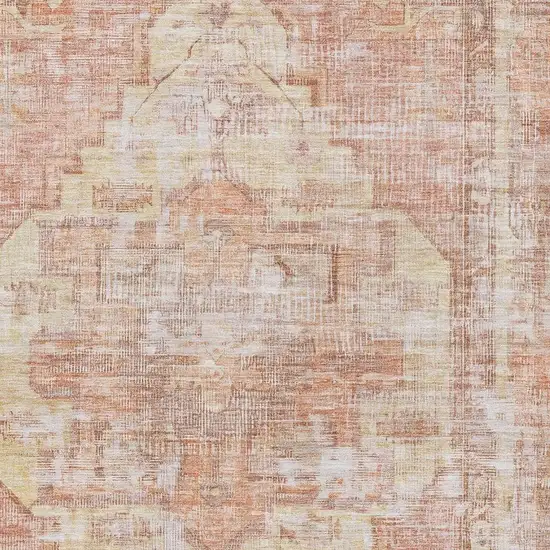 Terra Cotta Ivory And Wheat Oriental Washable Area Rug With UV Protection Photo 2