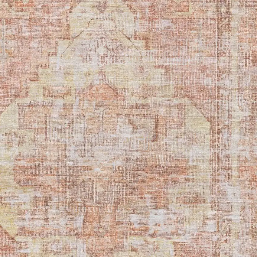 Terra Cotta Ivory And Wheat Oriental Washable Area Rug With UV Protection Photo 2