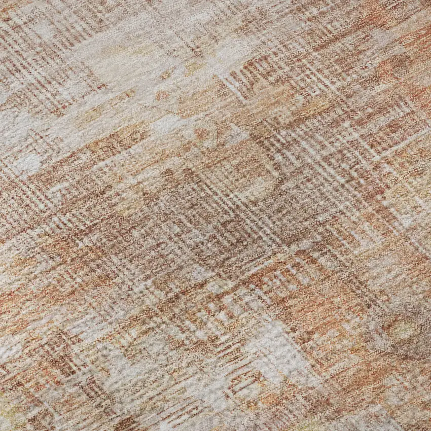 Terra Cotta Ivory And Wheat Oriental Washable Area Rug With UV Protection Photo 9