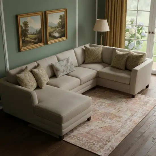 Terra Cotta Ivory And Wheat Oriental Washable Area Rug With UV Protection Photo 2