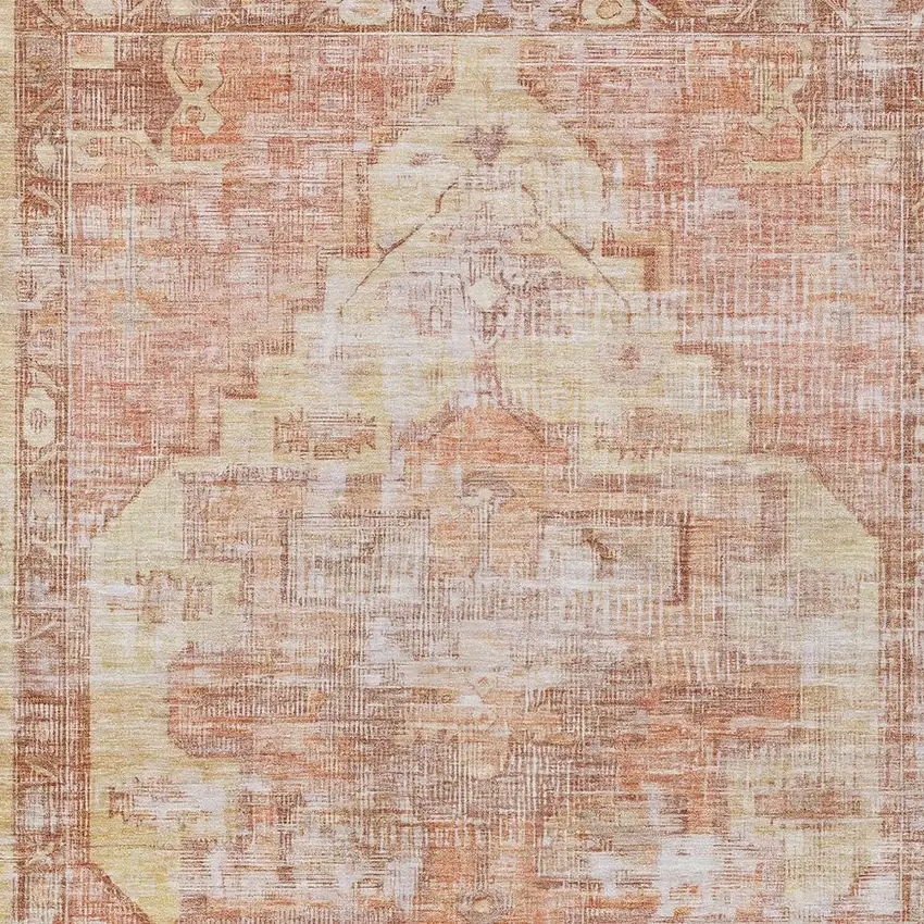 Terra Cotta Ivory And Wheat Oriental Washable Indoor Outdoor Area Rug Photo 4