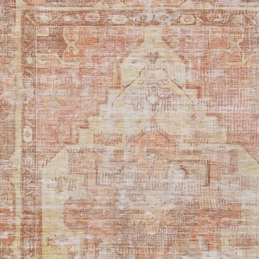 Terra Cotta Ivory And Wheat Oriental Washable Indoor Outdoor Area Rug Photo 4