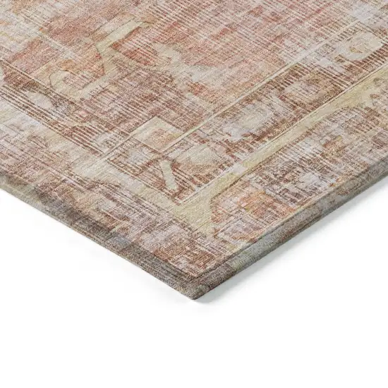 Terra Cotta Ivory And Wheat Oriental Washable Indoor Outdoor Area Rug Photo 3