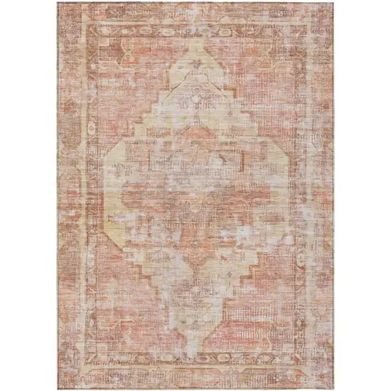 Terra Cotta Ivory And Wheat Oriental Washable Indoor Outdoor Area Rug Photo 1
