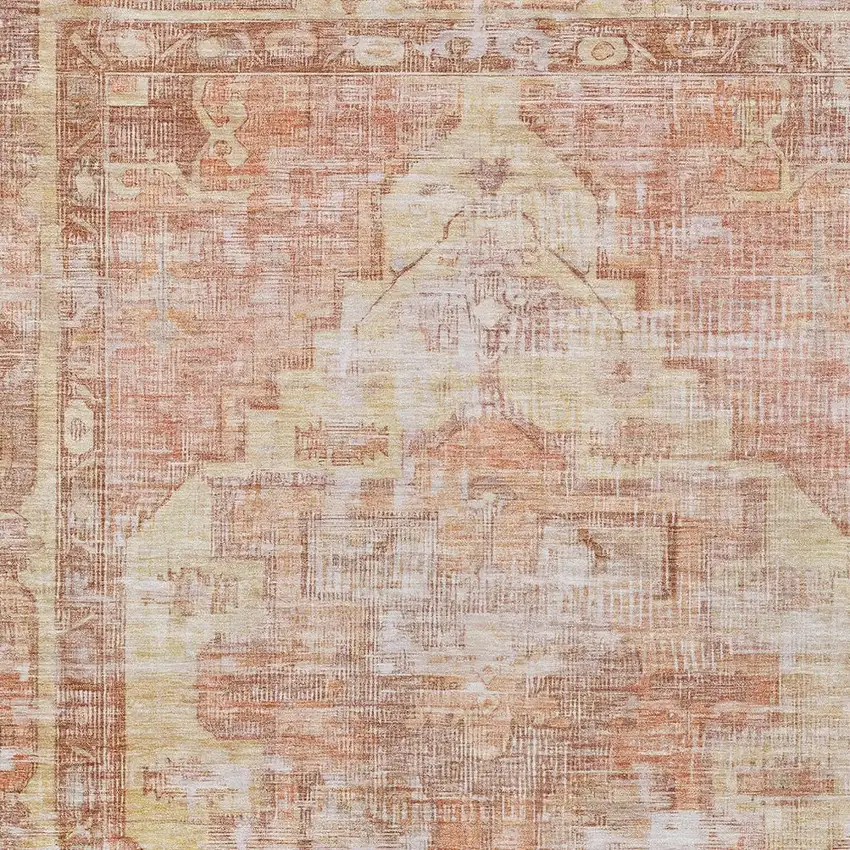 Terra Cotta Ivory And Wheat Oriental Washable Indoor Outdoor Area Rug Photo 4