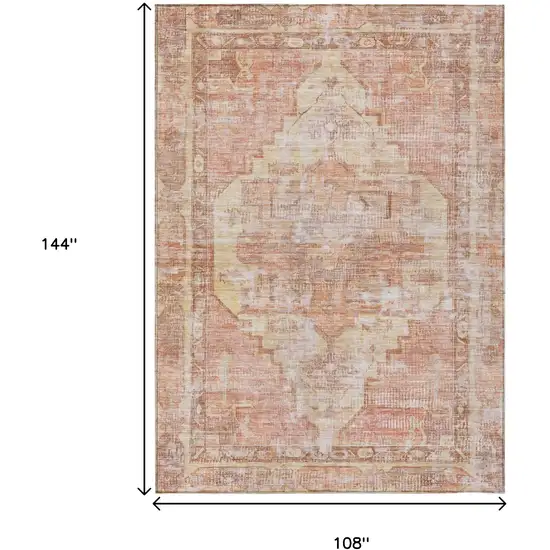 Terra Cotta Ivory And Wheat Oriental Washable Indoor Outdoor Area Rug Photo 8